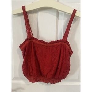 Anthropologie Size XS Soigne Eyelet Red Strapless Top Sold Out Online